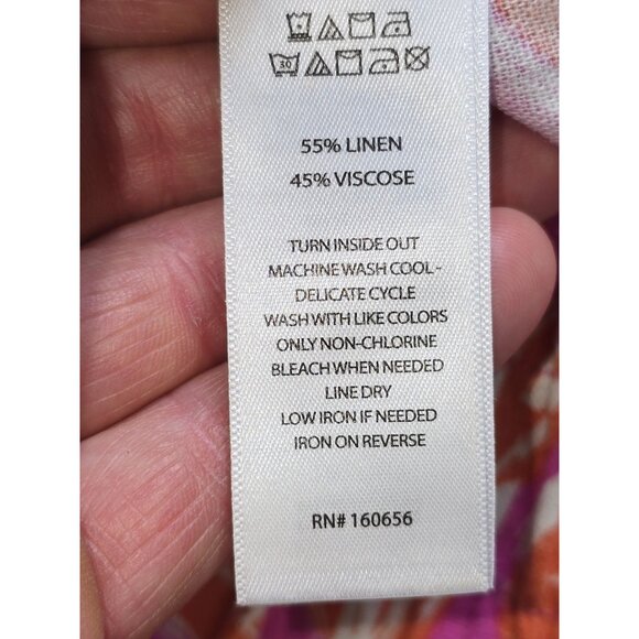 Sincerely Jules Womens Tropical Print Wide Leg Linen Blend Boho Palazzo Pants L - Picture 3 of 7